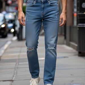 Levi's Slim Fit Distressed Blue Jeans